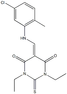 5-[(5-chloro-2-methylanilino)methylene]-1,3-diethyl-2-thioxodihydro-4,6(1H,5H)-pyrimidinedione Struktur