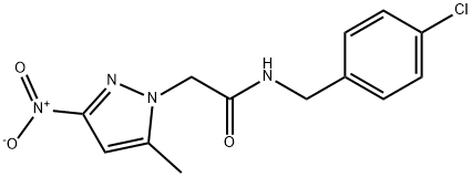 N-(4-chlorobenzyl)-2-{3-nitro-5-methyl-1H-pyrazol-1-yl}acetamide Struktur