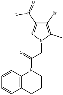 1-({4-bromo-3-nitro-5-methyl-1H-pyrazol-1-yl}acetyl)-1,2,3,4-tetrahydroquinoline Struktur