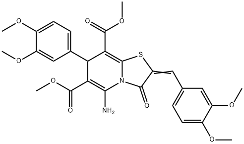 dimethyl 5-amino-2-(3,4-dimethoxybenzylidene)-7-(3,4-dimethoxyphenyl)-3-oxo-2,3-dihydro-7H-[1,3]thiazolo[3,2-a]pyridine-6,8-dicarboxylate Struktur