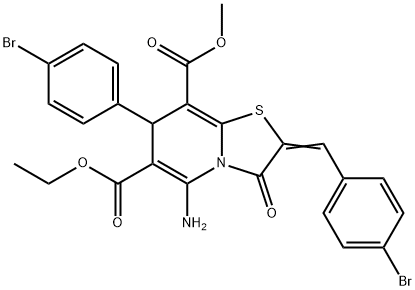 6-ethyl 8-methyl 5-amino-2-(4-bromobenzylidene)-7-(4-bromophenyl)-3-oxo-2,3-dihydro-7H-[1,3]thiazolo[3,2-a]pyridine-6,8-dicarboxylate Struktur