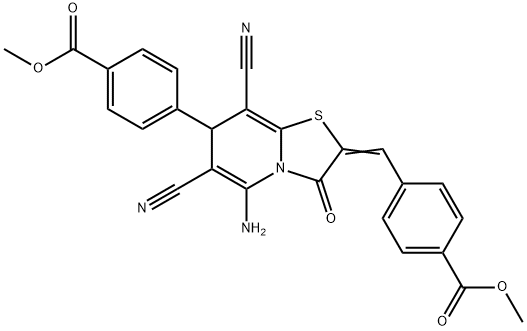 methyl 4-{5-amino-6,8-dicyano-2-[4-(methoxycarbonyl)benzylidene]-3-oxo-2,3-dihydro-7H-[1,3]thiazolo[3,2-a]pyridin-7-yl}benzoate Struktur