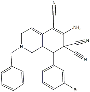 6-amino-2-benzyl-8-(3-bromophenyl)-2,3,8,8a-tetrahydro-5,7,7(1H)-isoquinolinetricarbonitrile Struktur