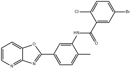 5-bromo-2-chloro-N-(2-methyl-5-[1,3]oxazolo[4,5-b]pyridin-2-ylphenyl)benzamide Struktur