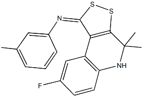 N-(8-fluoro-4,4-dimethyl-4,5-dihydro-1H-[1,2]dithiolo[3,4-c]quinolin-1-ylidene)-N-(3-methylphenyl)amine Struktur