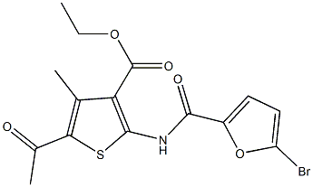 ethyl 5-acetyl-2-[(5-bromo-2-furoyl)amino]-4-methyl-3-thiophenecarboxylate Struktur