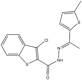 3-chloro-N'-[1-(5-methyl-2-thienyl)ethylidene]-1-benzothiophene-2-carbohydrazide Struktur