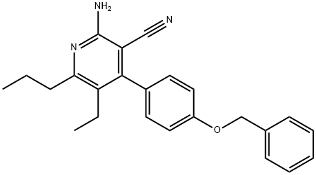 2-amino-4-[4-(benzyloxy)phenyl]-5-ethyl-6-propylnicotinonitrile Struktur