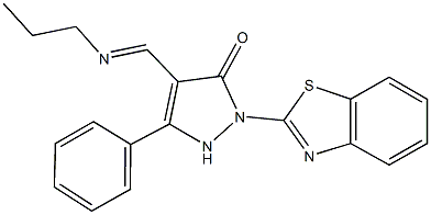 2-(1,3-benzothiazol-2-yl)-5-phenyl-4-[(propylimino)methyl]-1,2-dihydro-3H-pyrazol-3-one Struktur