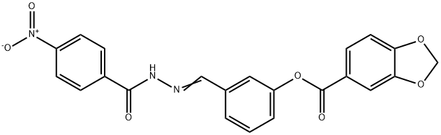 3-(2-{4-nitrobenzoyl}carbohydrazonoyl)phenyl 1,3-benzodioxole-5-carboxylate Struktur