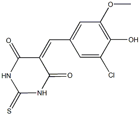 5-(3-chloro-4-hydroxy-5-methoxybenzylidene)-2-thioxodihydro-4,6(1H,5H)-pyrimidinedione Struktur