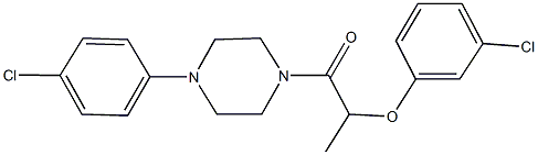 1-[2-(3-chlorophenoxy)propanoyl]-4-(4-chlorophenyl)piperazine Struktur