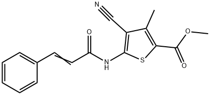 methyl 5-(cinnamoylamino)-4-cyano-3-methyl-2-thiophenecarboxylate Struktur