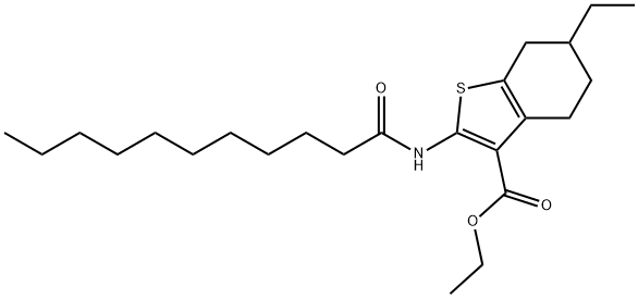 ethyl 6-ethyl-2-(undecanoylamino)-4,5,6,7-tetrahydro-1-benzothiophene-3-carboxylate Struktur