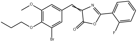 4-(3-bromo-5-methoxy-4-propoxybenzylidene)-2-(2-fluorophenyl)-1,3-oxazol-5(4H)-one Struktur