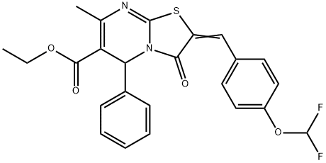 ethyl 2-[4-(difluoromethoxy)benzylidene]-7-methyl-3-oxo-5-phenyl-2,3-dihydro-5H-[1,3]thiazolo[3,2-a]pyrimidine-6-carboxylate Struktur