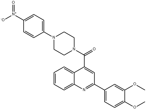 2-(3,4-dimethoxyphenyl)-4-[(4-{4-nitrophenyl}-1-piperazinyl)carbonyl]quinoline Struktur