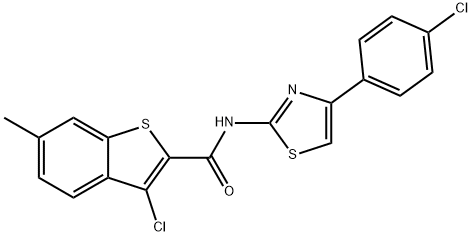 3-chloro-N-[4-(4-chlorophenyl)-1,3-thiazol-2-yl]-6-methyl-1-benzothiophene-2-carboxamide Struktur