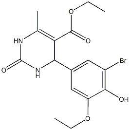 ethyl 4-(3-bromo-5-ethoxy-4-hydroxyphenyl)-6-methyl-2-oxo-1,2,3,4-tetrahydro-5-pyrimidinecarboxylate Struktur