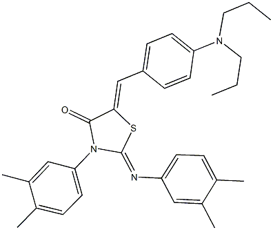 3-(3,4-dimethylphenyl)-2-[(3,4-dimethylphenyl)imino]-5-[4-(dipropylamino)benzylidene]-1,3-thiazolidin-4-one Struktur