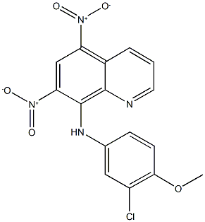 8-(3-chloro-4-methoxyanilino)-5,7-bisnitroquinoline Struktur