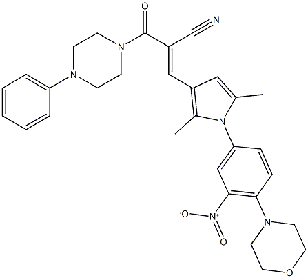 3-{1-[3-nitro-4-(4-morpholinyl)phenyl]-2,5-dimethyl-1H-pyrrol-3-yl}-2-[(4-phenyl-1-piperazinyl)carbonyl]acrylonitrile Struktur