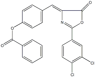 4-[(2-(3,4-dichlorophenyl)-5-oxo-1,3-oxazol-4(5H)-ylidene)methyl]phenyl benzoate Struktur