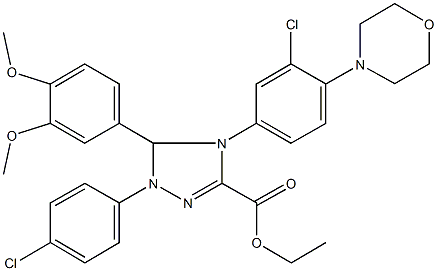 ethyl 4-[3-chloro-4-(4-morpholinyl)phenyl]-1-(4-chlorophenyl)-5-(3,4-dimethoxyphenyl)-4,5-dihydro-1H-1,2,4-triazole-3-carboxylate Struktur