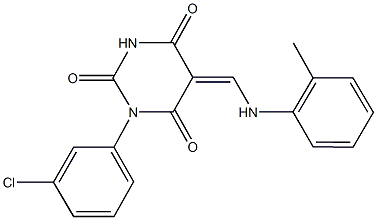 1-(3-chlorophenyl)-5-(2-toluidinomethylene)-2,4,6(1H,3H,5H)-pyrimidinetrione Struktur