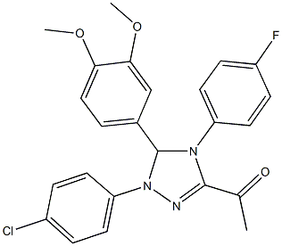 1-[1-(4-chlorophenyl)-5-(3,4-dimethoxyphenyl)-4-(4-fluorophenyl)-4,5-dihydro-1H-1,2,4-triazol-3-yl]ethanone Struktur