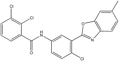 2,3-dichloro-N-[4-chloro-3-(6-methyl-1,3-benzoxazol-2-yl)phenyl]benzamide Struktur