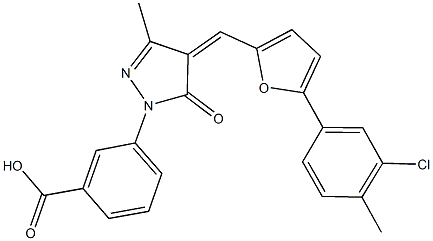 3-(4-{[5-(3-chloro-4-methylphenyl)-2-furyl]methylene}-3-methyl-5-oxo-4,5-dihydro-1H-pyrazol-1-yl)benzoic acid Struktur