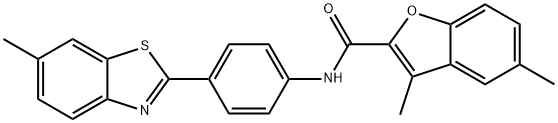 3,5-dimethyl-N-[4-(6-methyl-1,3-benzothiazol-2-yl)phenyl]-1-benzofuran-2-carboxamide Struktur