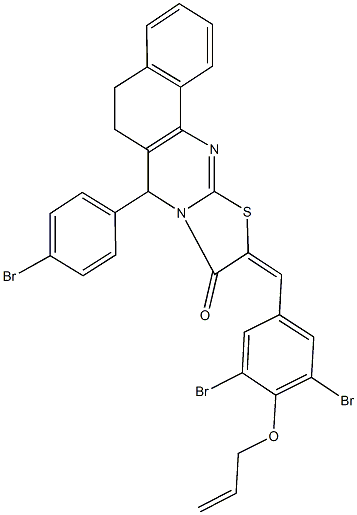 10-[4-(allyloxy)-3,5-dibromobenzylidene]-7-(4-bromophenyl)-5,7-dihydro-6H-benzo[h][1,3]thiazolo[2,3-b]quinazolin-9(10H)-one Struktur