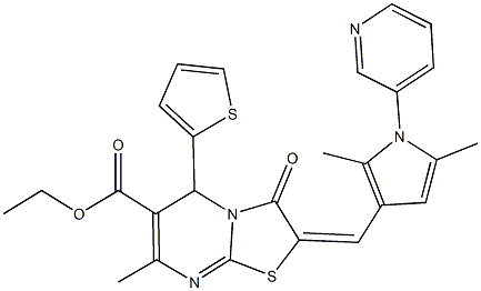 ethyl 2-{[2,5-dimethyl-1-(3-pyridinyl)-1H-pyrrol-3-yl]methylene}-7-methyl-3-oxo-5-(2-thienyl)-2,3-dihydro-5H-[1,3]thiazolo[3,2-a]pyrimidine-6-carboxylate Struktur