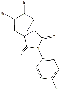 8,9-dibromo-4-(4-fluorophenyl)-4-azatricyclo[5.2.1.0~2,6~]decane-3,5-dione Struktur