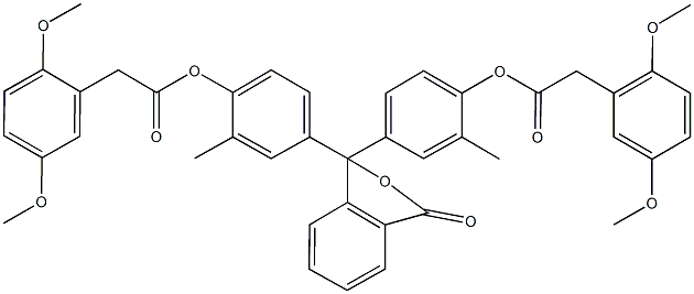 4-[1-(4-{[(2,5-dimethoxyphenyl)acetyl]oxy}-3-methylphenyl)-3-oxo-1,3-dihydro-2-benzofuran-1-yl]-2-methylphenyl (2,5-dimethoxyphenyl)acetate Struktur