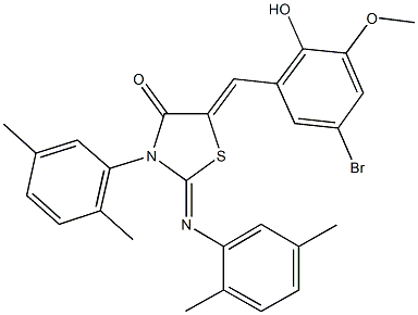 5-(5-bromo-2-hydroxy-3-methoxybenzylidene)-3-(2,5-dimethylphenyl)-2-[(2,5-dimethylphenyl)imino]-1,3-thiazolidin-4-one Struktur