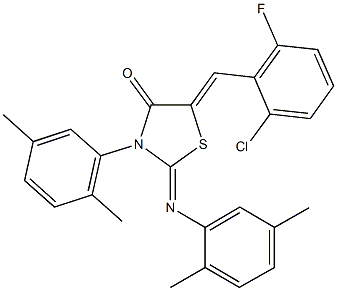 5-(2-chloro-6-fluorobenzylidene)-3-(2,5-dimethylphenyl)-2-[(2,5-dimethylphenyl)imino]-1,3-thiazolidin-4-one Struktur