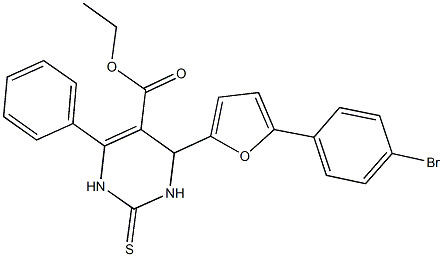 ethyl 4-[5-(4-bromophenyl)-2-furyl]-6-phenyl-2-thioxo-1,2,3,4-tetrahydro-5-pyrimidinecarboxylate Struktur