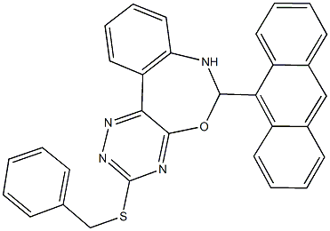 6-(9-anthryl)-3-(benzylsulfanyl)-6,7-dihydro[1,2,4]triazino[5,6-d][3,1]benzoxazepine Struktur