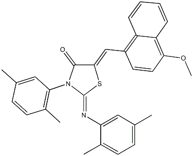 3-(2,5-dimethylphenyl)-2-[(2,5-dimethylphenyl)imino]-5-[(4-methoxy-1-naphthyl)methylene]-1,3-thiazolidin-4-one Struktur