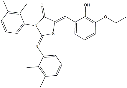 3-(2,3-dimethylphenyl)-2-[(2,3-dimethylphenyl)imino]-5-(3-ethoxy-2-hydroxybenzylidene)-1,3-thiazolidin-4-one Struktur