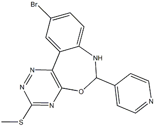 10-bromo-3-(methylsulfanyl)-6-(4-pyridinyl)-6,7-dihydro[1,2,4]triazino[5,6-d][3,1]benzoxazepine Struktur