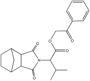 2-oxo-2-phenylethyl 2-(3,5-dioxo-4-azatricyclo[5.2.1.0~2,6~]dec-4-yl)-3-methylbutanoate Struktur