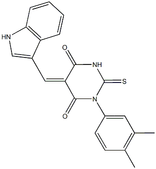 1-(3,4-dimethylphenyl)-5-(1H-indol-3-ylmethylene)-2-thioxodihydro-4,6(1H,5H)-pyrimidinedione Struktur