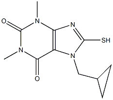 7-(cyclopropylmethyl)-1,3-dimethyl-8-sulfanyl-3,7-dihydro-1H-purine-2,6-dione Struktur