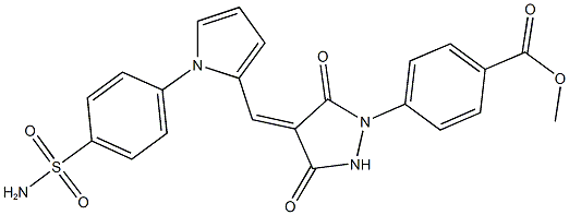 methyl 4-[4-({1-[4-(aminosulfonyl)phenyl]-1H-pyrrol-2-yl}methylene)-3,5-dioxo-1-pyrazolidinyl]benzoate Struktur