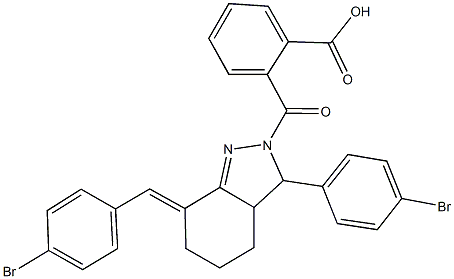 2-{[7-(4-bromobenzylidene)-3-(4-bromophenyl)-3,3a,4,5,6,7-hexahydro-2H-indazol-2-yl]carbonyl}benzoic acid Struktur