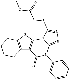 methyl [(5-oxo-4-phenyl-4,5,6,7,8,9-hexahydro[1]benzothieno[3,2-e][1,2,4]triazolo[4,3-a]pyrimidin-1-yl)sulfanyl]acetate Struktur